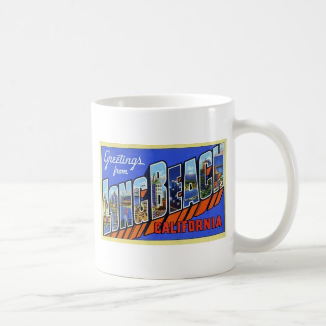 Taza De Café Saludos de Long Beach California (Derecha)