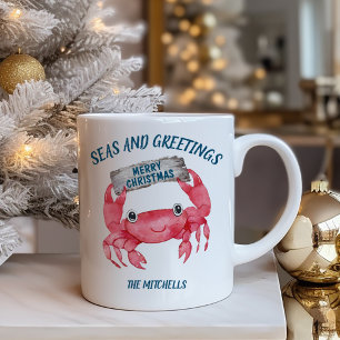 Taza De Café Saludos de Navidad de Cangrejo Marítimo
