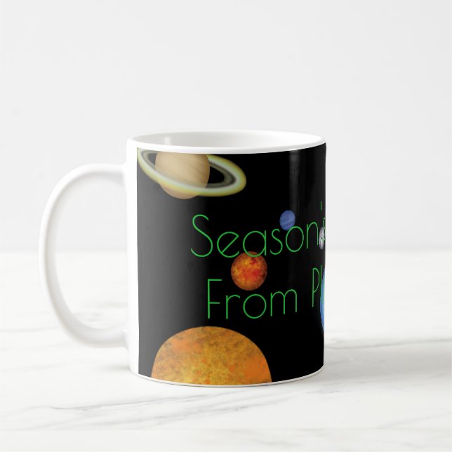 Taza De Café "Saludos de temporada desde el planeta Tierra" div (Izquierda)
