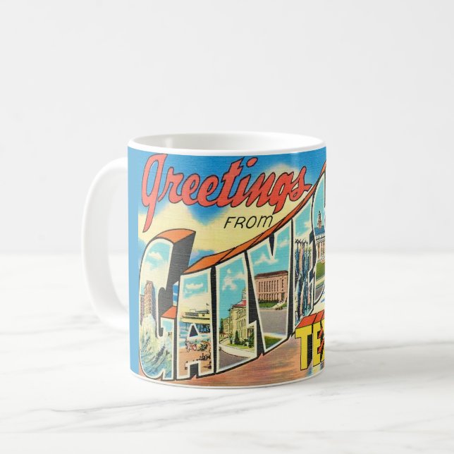 Taza De Café Saludos de Vintage Galveston (Anverso izquierdo)