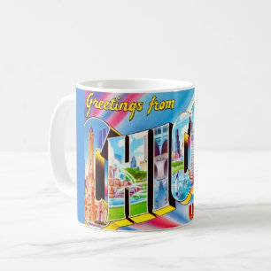 Taza De Café Saludos desde Chicago Crazy Colorful Mug