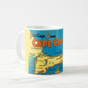Taza De Café Saludos desde el mapa de Cape Cod