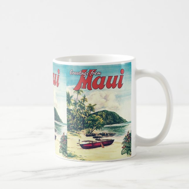 Taza De Café Saludos Desde Maui, Hawaii    (Derecha)