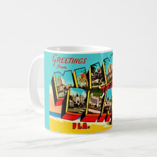 Taza De Café Saludos desde postal de Miami Beach
