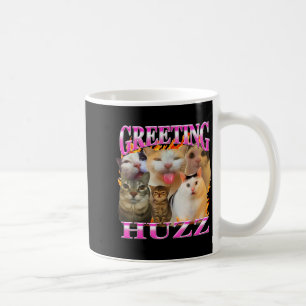 Taza De Café Saludos Huzz divertido meme de gato gráfico bootle
