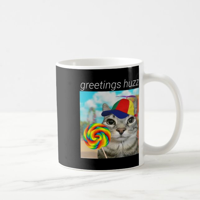 Taza De Café Saludos Huzz Meme divertido de jerga de la Generac (Derecha)