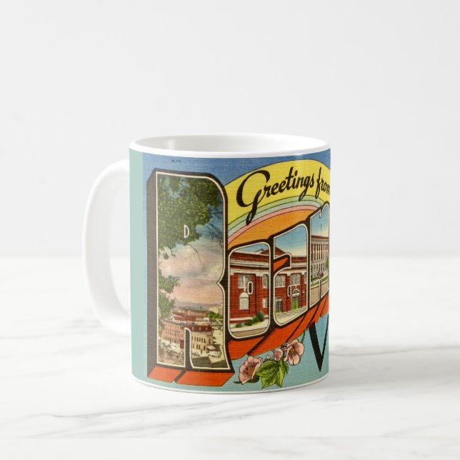 Taza De Café Saludos retro de Roanoke, VA (Anverso izquierdo)