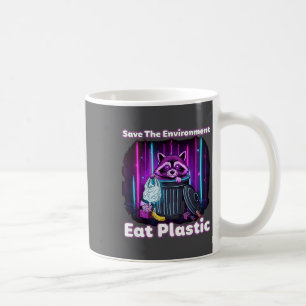 Taza De Café Salva El Medio Ambiente Come Plástico Mapache Dive