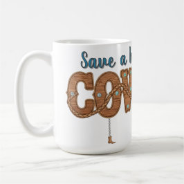 Taza De Café salva un caballo monta un vaquero