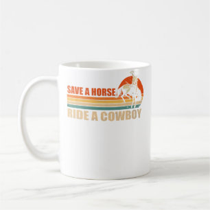 Taza De Café Salva Un Caballo Monta Un Vaquero En Caballo De Mo