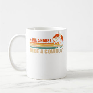 Taza De Café Salva Un Caballo Monta Un Vaquero En Caballo De Mo