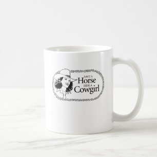 Taza De Café Salva un caballo. Monta una vaquera.