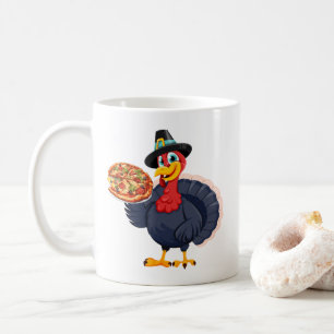 Taza De Café Salva un pavo, come pizza divertida Feliz Día de A
