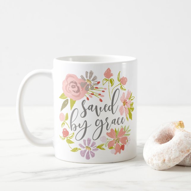 Taza De Café Salvado Por Grace - Ephesianos 2:8 (Con donut)