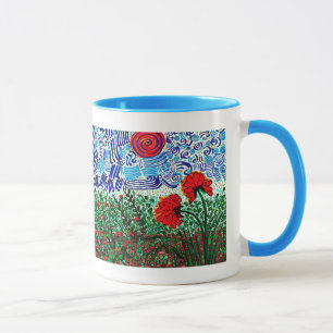 Taza de café salvaje del cielo de las flores