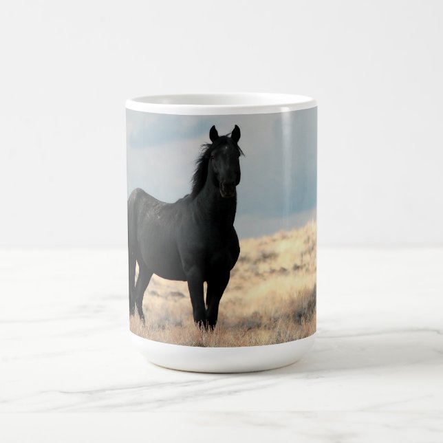 Taza De Café Salvaje Mustang negro 'Reno' Mug  (Centro)