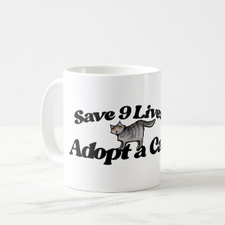 Taza De Café Salvar 9 vidas adoptar un gato