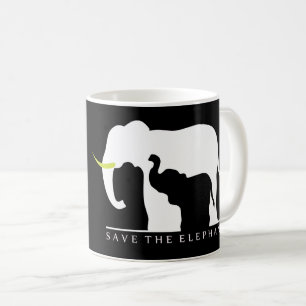 Taza De Café Salvar a los elefantes (negro)