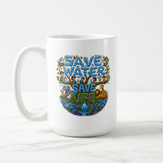 Taza De Café Salvar Agua Salvar Vida Conservación Ambiental