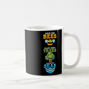 Taza De Café Salvar las abejas plantar árboles limpios Mares Me