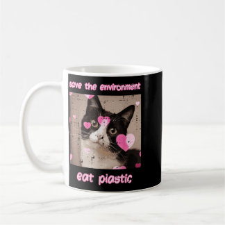 Taza De Café Salvar Medio Ambiente Comer Gato Plástico Dicho Di