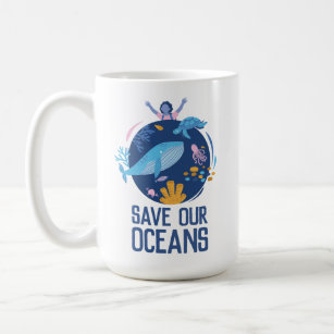 Taza De Café Salvar nuestro Día de la Tierra de los Océanos 