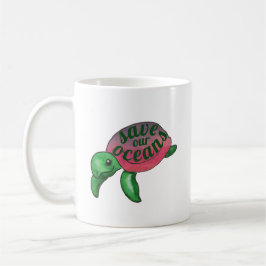 Taza De Café Salvar nuestros océanos Tortuga de mar púrpura