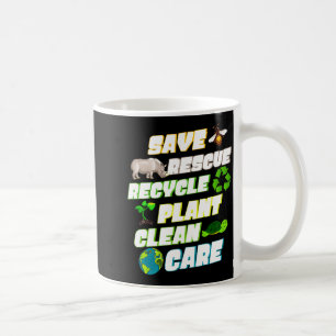 Taza De Café Salvar Rescatar Reciclar Planta Limpiar Cuidar Día