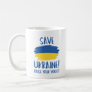 Taza De Café Salvar Ucrania alza tus voces
