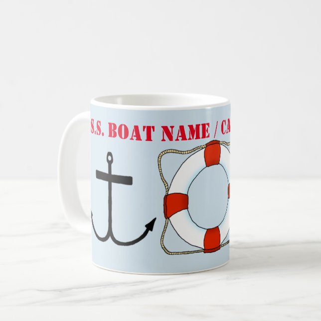 Taza De Café Salvavidas y Mug Anchor (Personalizar) (Anverso izquierdo)