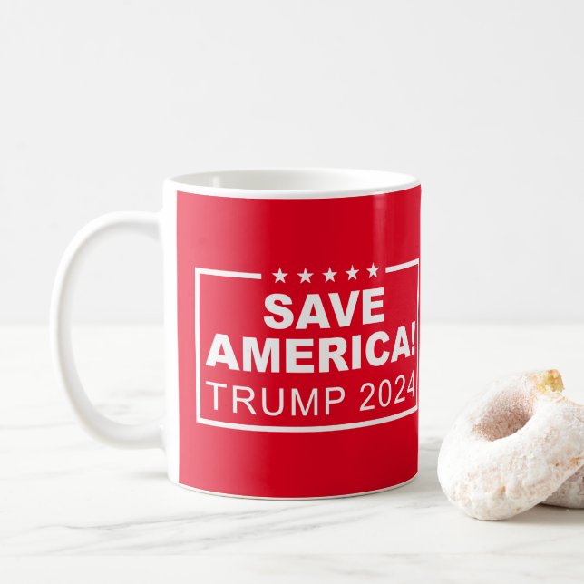 Taza De Café Salven a Estados Unidos Trump 2024 (Con donut)