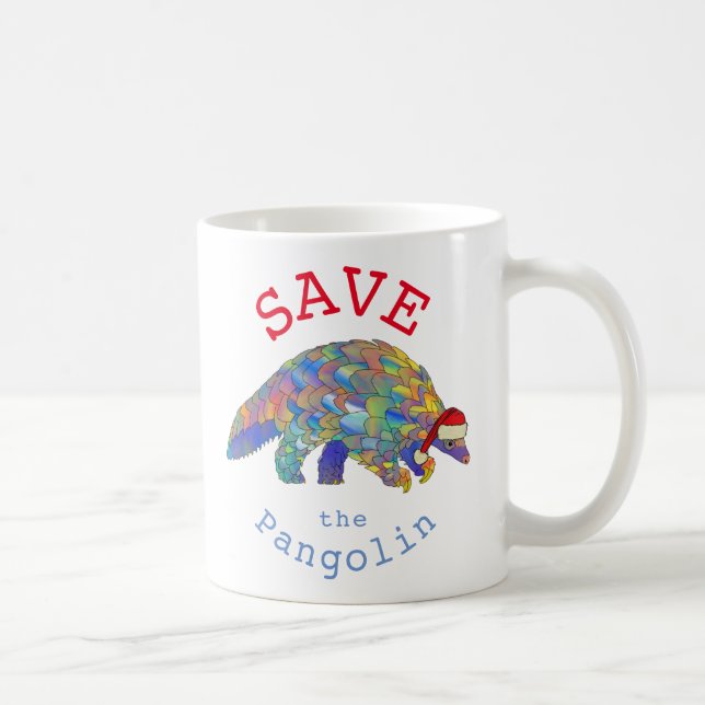 Taza De Café Salven a los Pangolins lindo lema de los Navidades (Derecha)