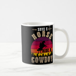 Taza De Café Salven A Un Caballo Con Un Cowboy Divertido Caball