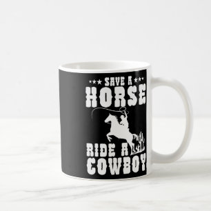Taza De Café Salven A Un Caballo Con Un Cowboy Divertido Caball