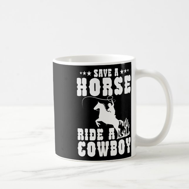 Taza De Café Salven A Un Caballo Con Un Cowboy Divertido Caball (Derecha)