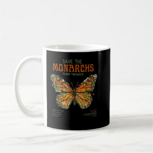 Taza De Café Salven La Planta De Los Monarcas Más Flor De Leche