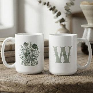 Taza De Café Salvia Caprichosa Botánica Mentes en Crecimiento
