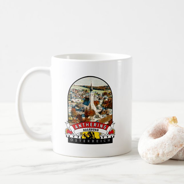 Taza De Café Salzburg Anthering Österreich Souvenir (Con donut)