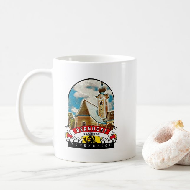Taza De Café Salzburg Berndorf Österreich Souvenir (Con donut)