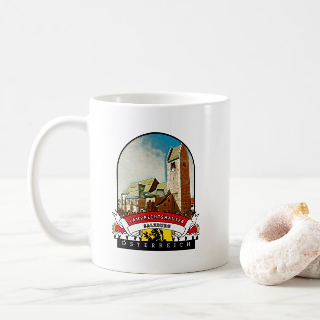 Taza De Café Salzburg Lamprechtshausen Österreich Souvenir (Con donut)