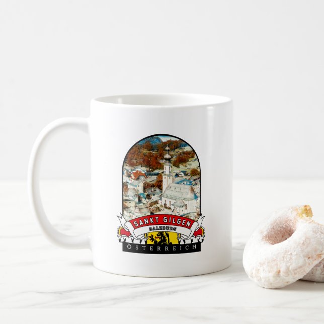 Taza De Café Salzburg Sankt Gilgen Österreich Souvenir (Con donut)