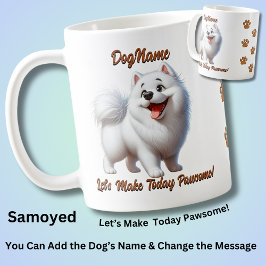Taza De Café Samoyed, Add Dog's Name, Change Text