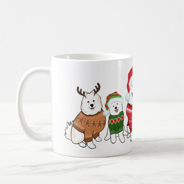 Taza De Café Samoyeds con jerseys de Navidad (Izquierda)