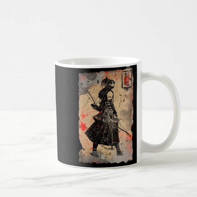 Taza De Café Samurai Japanese Retro Art Print Bushido Premium T (Derecha)