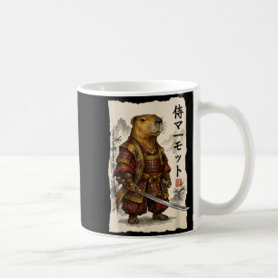 Taza De Café Samurái Marmota Arte Japonés Guerrero Animal Amor