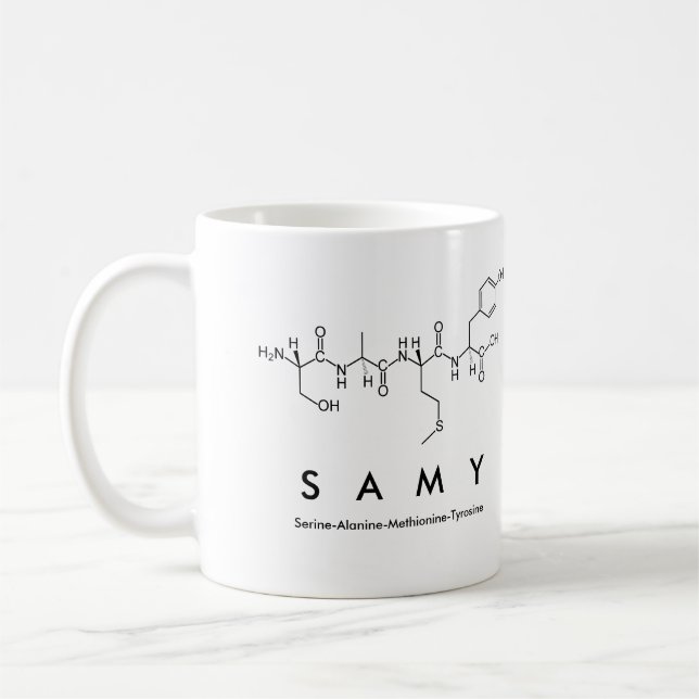 Taza De Café Samy peptide name mug (Izquierda)