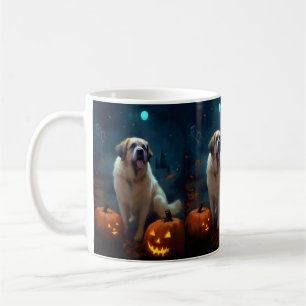 Taza De Café San Bernardo de Halloween con calabazas aterrador
