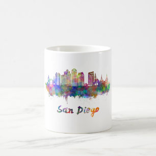 Taza De Café San Diego V2 skyline in watercolor