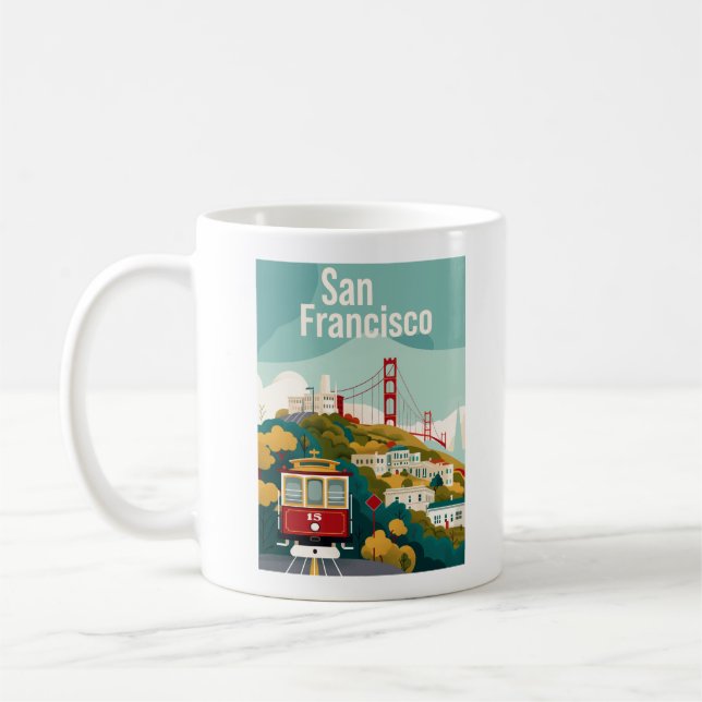 Taza De Café San Francisco California - Cable de teleférico roj (Izquierda)
