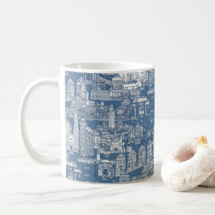 Taza De Café San Francisco toile denim cobalto